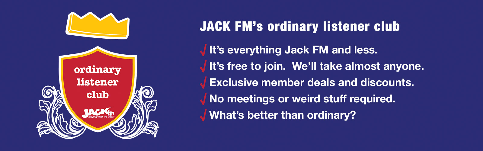 Jack FM Ordinary Listener Club coming soon promo