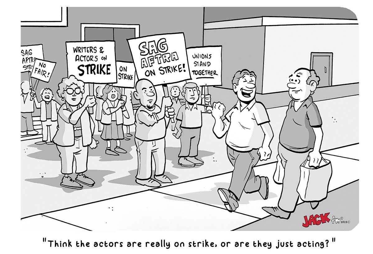 Cartoon about actors picketing