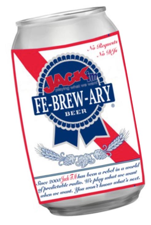 A can of Jack FM Fe-brew-ary beer