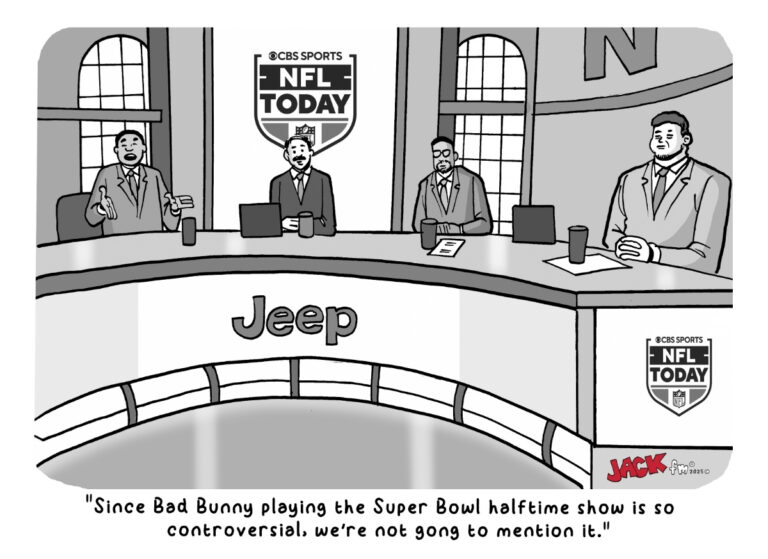 JACK FM Super Bowl cartoon about the Bad Bunny halftime show